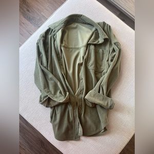 Green XL Corduroy Button Up Shirt